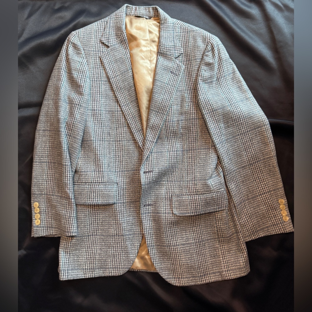 Bill Blass Classic Gray Plaid Blazer